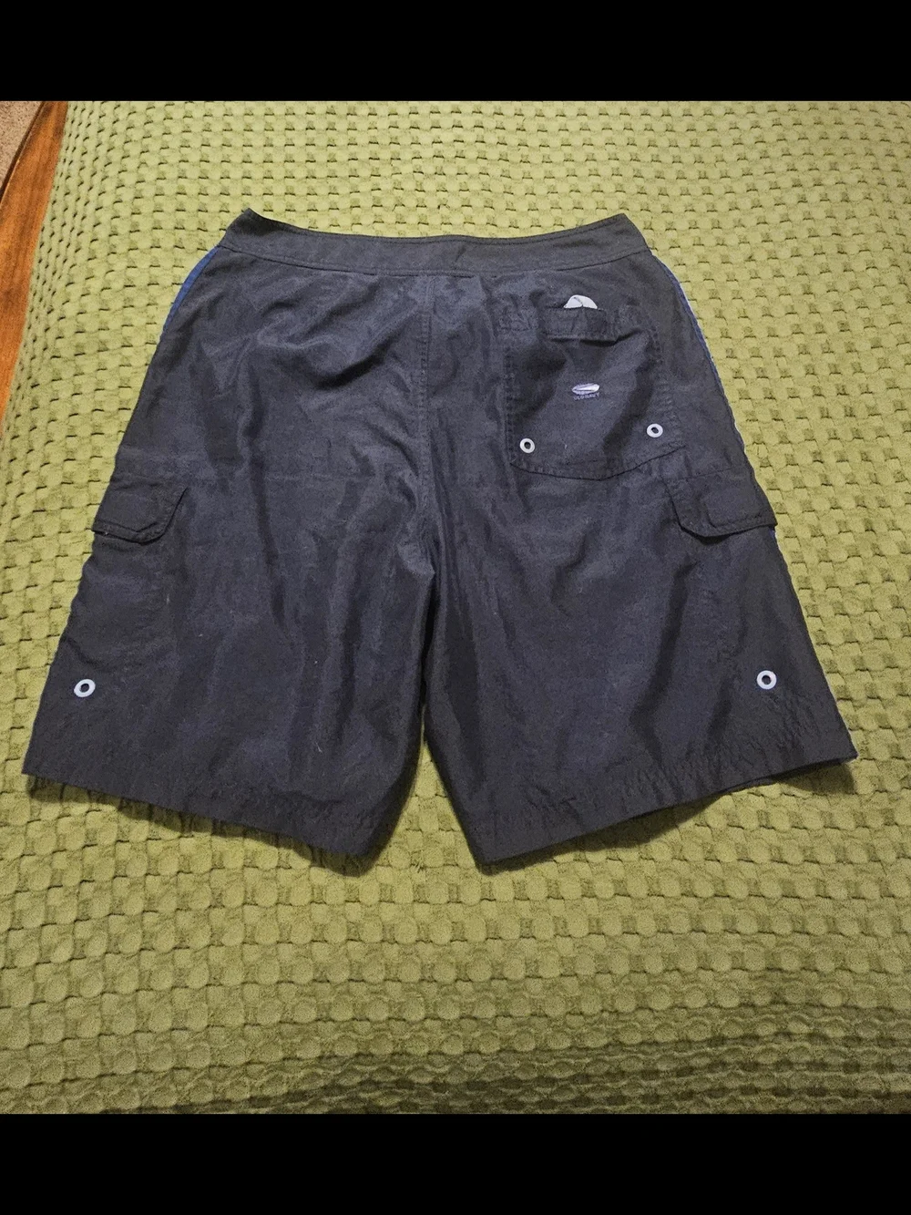 Old Navy Black Swim Trunks with Blue Stripe